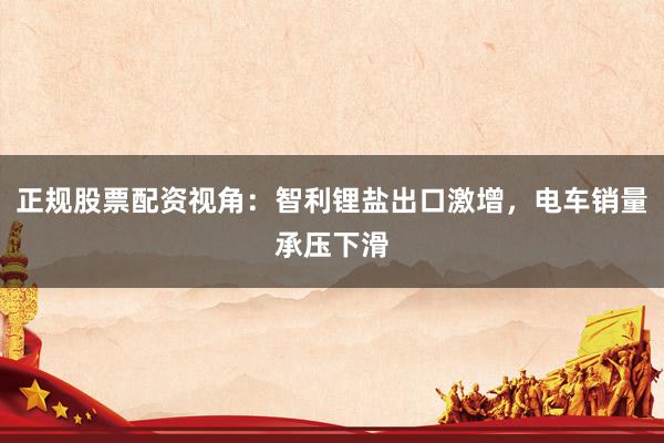 正规股票配资视角：智利锂盐出口激增，电车销量承压下滑