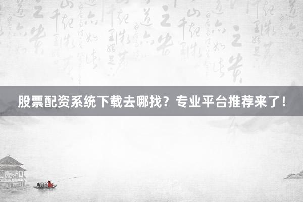 股票配资系统下载去哪找？专业平台推荐来了！