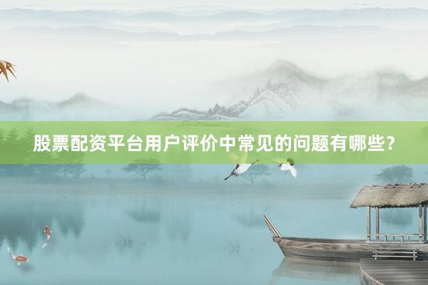 股票配资平台用户评价中常见的问题有哪些？