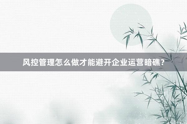风控管理怎么做才能避开企业运营暗礁？