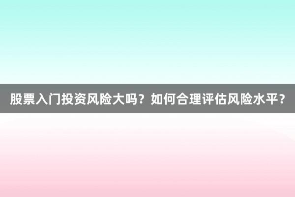 股票入门投资风险大吗？如何合理评估风险水平？