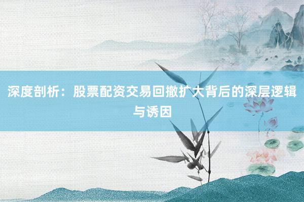 深度剖析：股票配资交易回撤扩大背后的深层逻辑与诱因